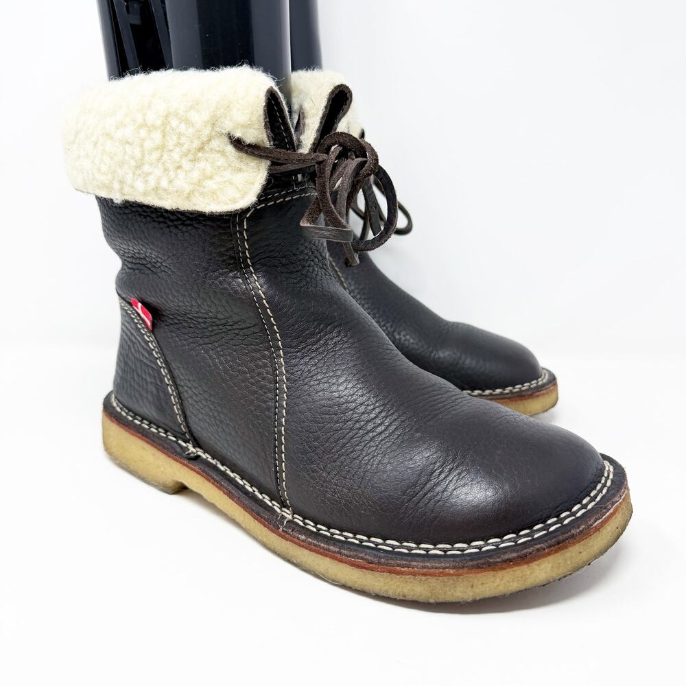 Duckfeet Dark Brown Pebbled Leather Arhus Boots Women's Sz 41 Handmade in Europe
